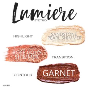 Lumiere ShadowSense Trio, sandstone pearl shimmer shadowsense, rose gold shimmer shadowsense, garnet shadowsense