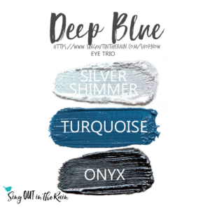 Deep Blue ShadowSense eye trio, silver shimmer shadowsense, turquoise shadowsense, onyx shadowsense