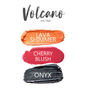 Volcano ShadowSense eye trio, Lava Shimmer Shadowsense, Cherry BlushSense, Onyx shadowsense