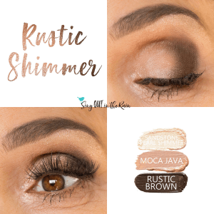 Rustic Shimmer Eye Trio, Sandstone Pearl Shimmer ShadowSense, Moca Java ShadowSense, Rustic Brown ShadowSense
