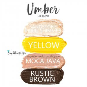 Umber Eye Quad, Sandstone Pearl Shimmer ShadowSense, Yellow ShadowSEnse, moca java shadowsense, rustic brown shadowsense