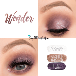 Wonder Eye Trio, Glacier Glitter ShadowSense, Candied Cocoa Shimmer ShadowSEnse, Deep Plum ShadowSense