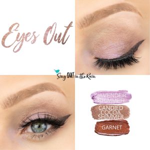 Eyes Out Eye Look, Candied Cocoa Shimmer Shadowsense, Garnet ShadowSense, Lavender Shimmer ShadowSense
