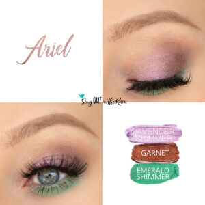 Ariel Eye Look, Lavender Shimmer ShadowSense, Emerald Shimmer ShadowSense, Garnet ShadowSense