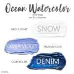 Ocean Watercolor Shadowsense eye trio, snow shadowsense, silver violet shadowsense, denim shadowsense