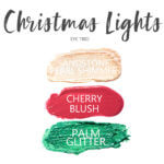 christmas lights ShadowSense eye trio, sandstone pearl shimmer shadowsense, cherry blushsense , palm glitter shadowsense