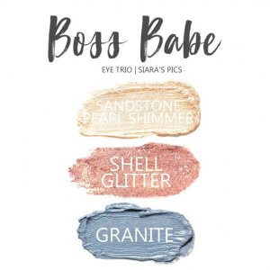Boss Babe Shadowsense trio, sandstone pearl shimmer, shell glitter, granite