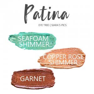 Patina Shadowsense Eye Trio, Seafoam Shimmer shadowsense, copper rose shimmer shadowsense, garnet shadowsense