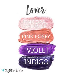 Lover Eye Quad, Pink Opal Shimmer ShadowSense, Pink Posey ShadowSense, Indigo ShadowSense, Violet ShadowSense