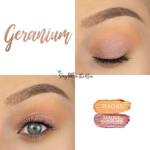 Geranium Eye Look, Peaches ShadowSense, Mauve Shimmer ShadowSense